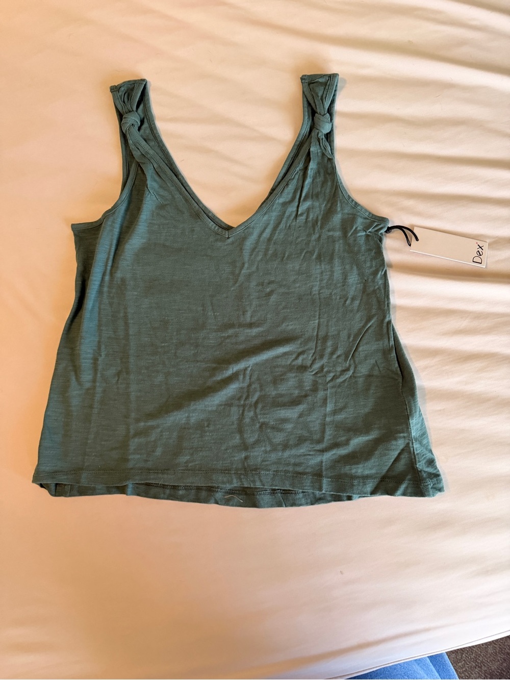 Dex Knotted Strap V-Neck Tank Top - Sage